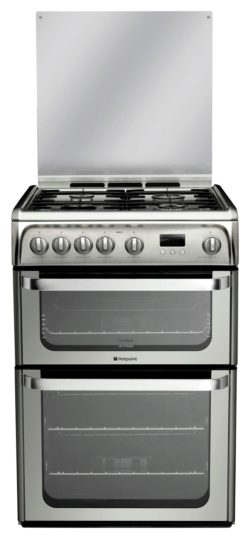 Hotpoint Ultima HUG61X Double Gas Cooker - Silver.